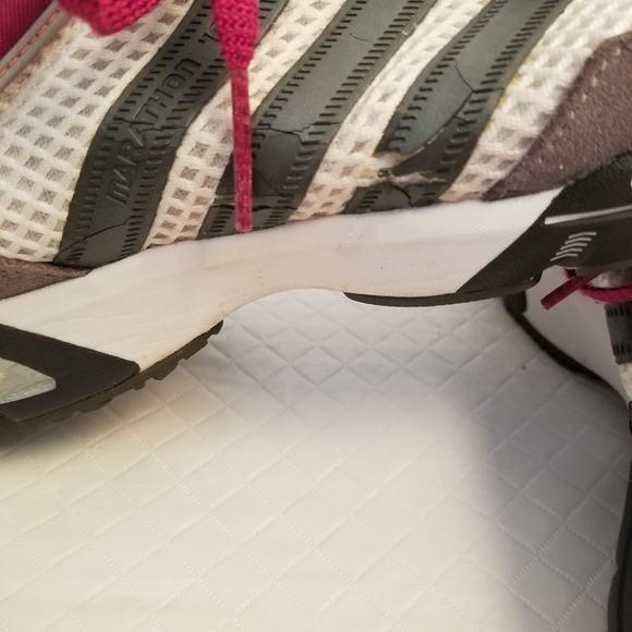 Adidas Marathon 10 Men's 11 White Low Top Sneakers Trainers SEE PHOTOS FLAW - Picture 7 of 11
